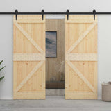 Sliding Door 2 pcs 90 x 210 cm Solid Pine Wood