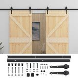 Sliding Door 2 pcs Natural and Black Solid Pine Wood