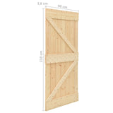 Sliding Door 2 pcs Natural and Black Solid Pine Wood
