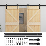 Sliding Door 2 pcs Natural and Black Solid Pine Wood