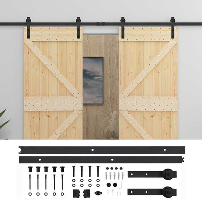 Sliding Door 2 pcs 100 x 210 cm Solid Pine Wood