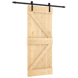Sliding Door Natural and Black 85 x 210 cm Solid Pine Wood