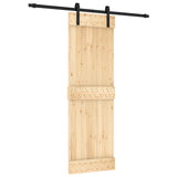 Sliding Door Natural and Black 70 x 210 cm Solid Pine Wood