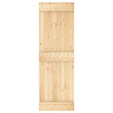 Sliding Door Natural and Black 70 x 210 cm Solid Pine Wood - Top-Down View