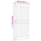 Sliding Door Natural and Black 90 x 210 cm Solid Pine Wood