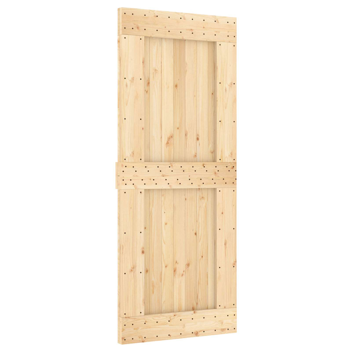 Sliding Door Natural and Black 85 x 210 cm Solid Pine Wood