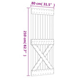 Sliding Door Natural and Black 80 x 210 cm Solid Pine Wood