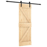 Sliding Door Natural and Black 70 x 210 cm Solid Pine Wood
