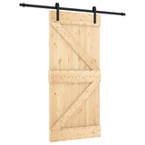 Sliding Door Natural and Black 95 x 210 cm Solid Pine Wood