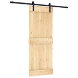 Sliding Door Natural and Black 80 x 210 cm Solid Pine Wood