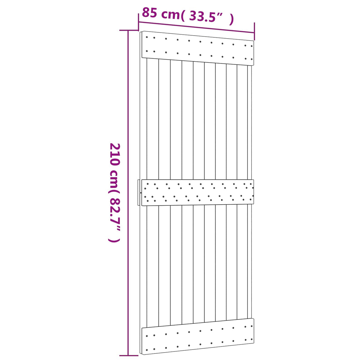 Sliding Door Natural and Black 85 x 210 cm Solid Pine Wood