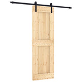 Sliding Door Natural and Black 70 x 210 cm Solid Pine Wood