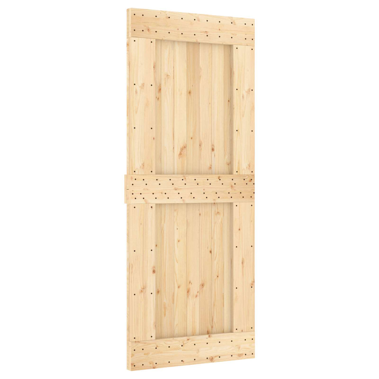 Sliding Door Natural and Black 85 x 210 cm Solid Pine Wood