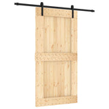 Sliding Door Natural and Black 100 x 210 cm Solid Pine Wood