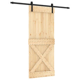 Sliding Door Natural and Black 85 x 210 cm Solid Pine Wood