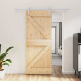 Sliding Door Natural and White 85 x 210 cm Solid Pine Wood