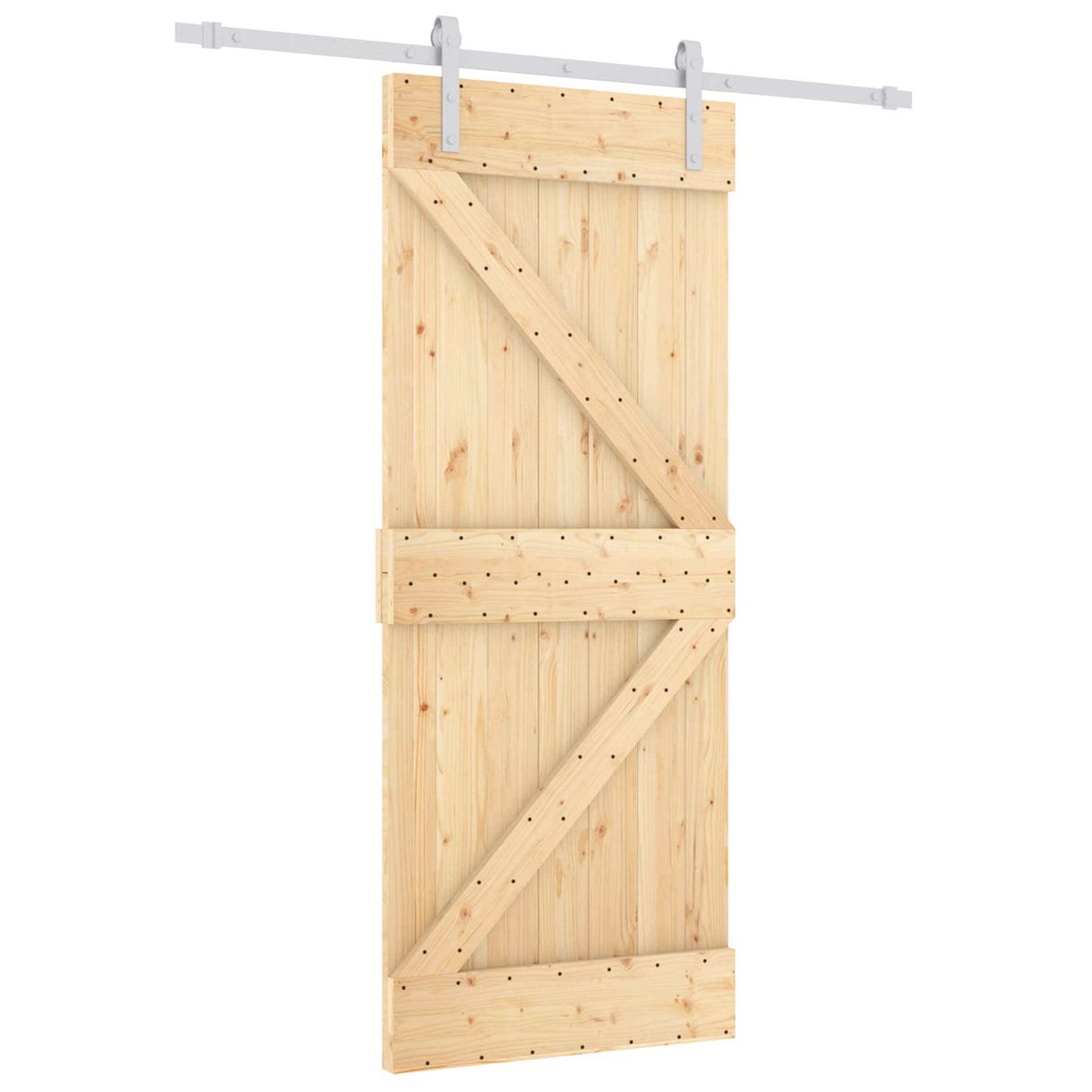 Sliding Door Natural and White 85 x 210 cm Solid Pine Wood