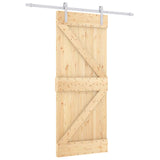 Sliding Door Natural and White 85 x 210 cm Solid Pine Wood - Front View