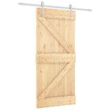 Sliding Door Natural and White 90 x 210 cm Solid Pine Wood