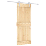 Sliding Door Natural and White 80 x 210 cm Solid Pine Wood