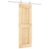 Sliding Door Natural and White 70 x 210 cm Solid Pine Wood - Front View