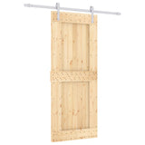 Sliding Door Natural and White 85 x 210 cm Solid Pine Wood