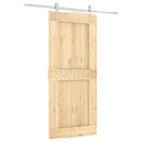 Sliding Door Natural and White 90 x 210 cm Solid Pine Wood