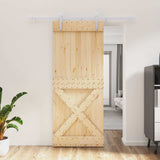 Sliding Door Natural and White 85 x 210 cm Solid Pine Wood