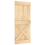 Sliding Door Natural and White 90 x 210 cm Solid Pine Wood