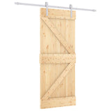 Sliding Door Natural and White 85 x 210 cm Solid Pine Wood - Front View