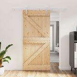 Sliding Door Natural and White 95 x 210 cm Solid Pine Wood