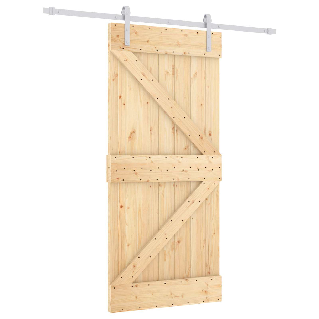 Sliding Door Natural and White 95 x 210 cm Solid Pine Wood