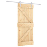 Sliding Door Natural and White 90 x 210 cm Solid Pine Wood