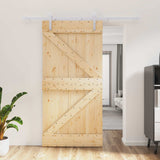Sliding Door Natural and White 100 x 210 cm Solid Pine Wood
