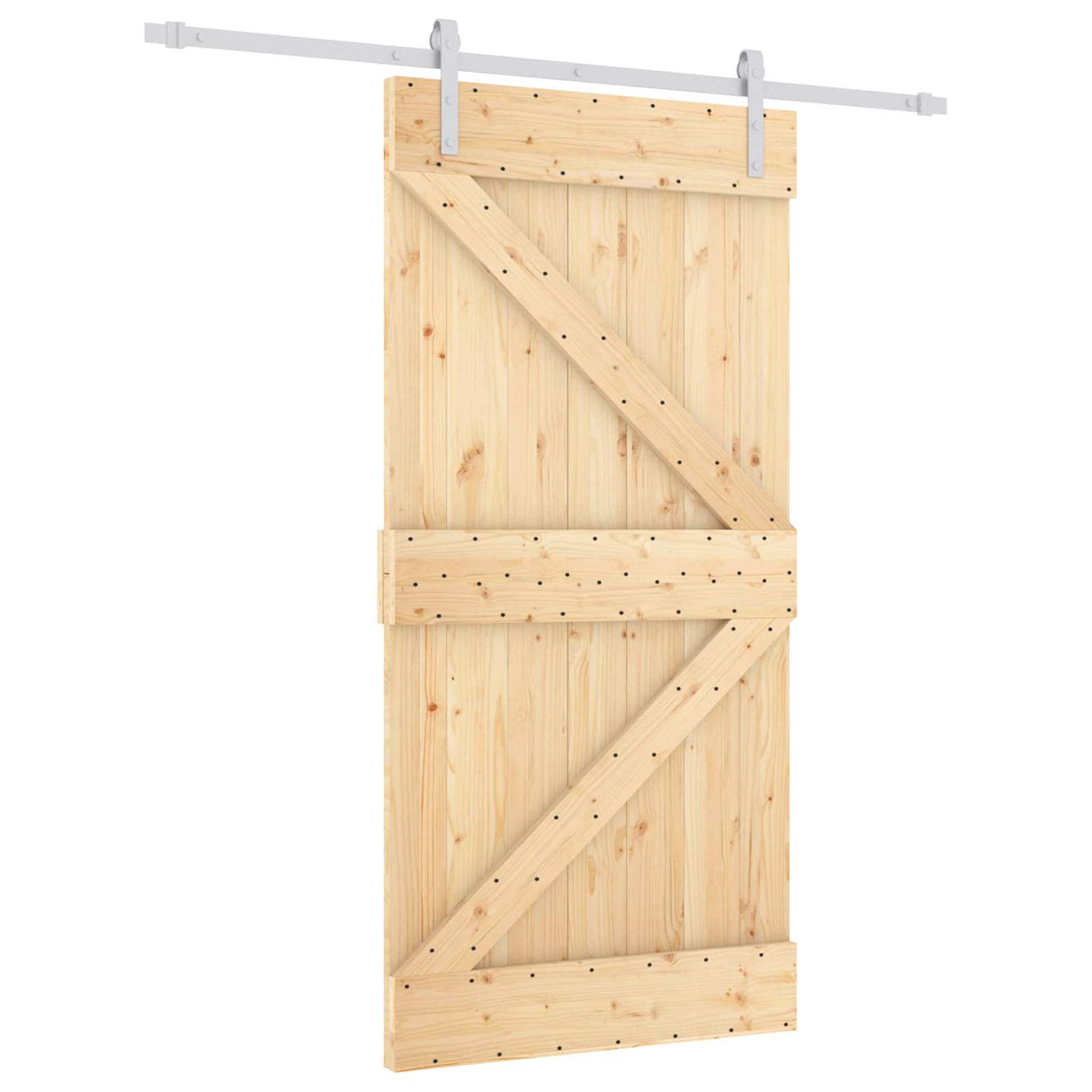 Sliding Door Natural and White 100 x 210 cm Solid Pine Wood