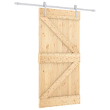 Sliding Door Natural and White 100 x 210 cm Solid Pine Wood - Front View