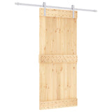 Sliding Door Natural and White 90 x 210 cm Solid Pine Wood