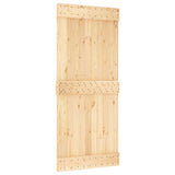 Sliding Door Natural and White 90 x 210 cm Solid Pine Wood