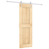 Sliding Door Natural and White 70 x 210 cm Solid Pine Wood - Front View
