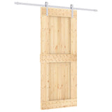 Sliding Door Natural and White 85 x 210 cm Solid Pine Wood