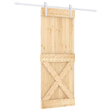 Sliding Door Natural and White 80 x 210 cm Solid Pine Wood