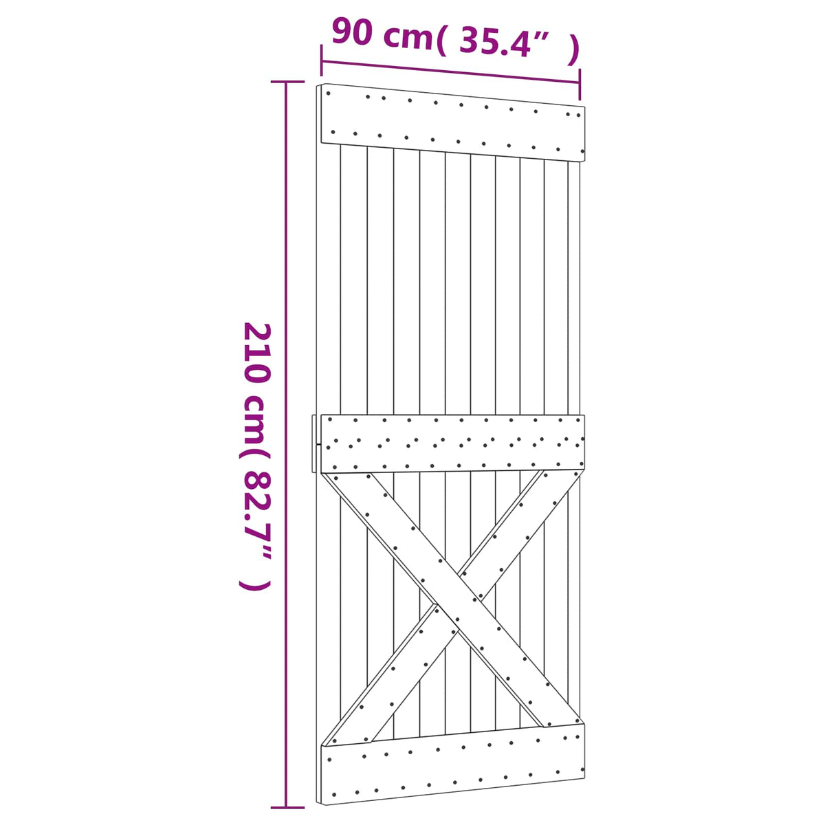 Sliding Door Natural and White 90 x 210 cm Solid Pine Wood