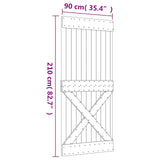 Sliding Door Natural and White 90 x 210 cm Solid Pine Wood