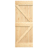 Sliding Door Natural and Black 85 x 210 cm Solid Pine Wood - Top-Down View
