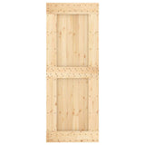 Sliding Door Natural and Black 80 x 210 cm Solid Pine Wood - Top-Down View