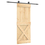 Sliding Door Natural and Black 80 x 210 cm Solid Pine Wood