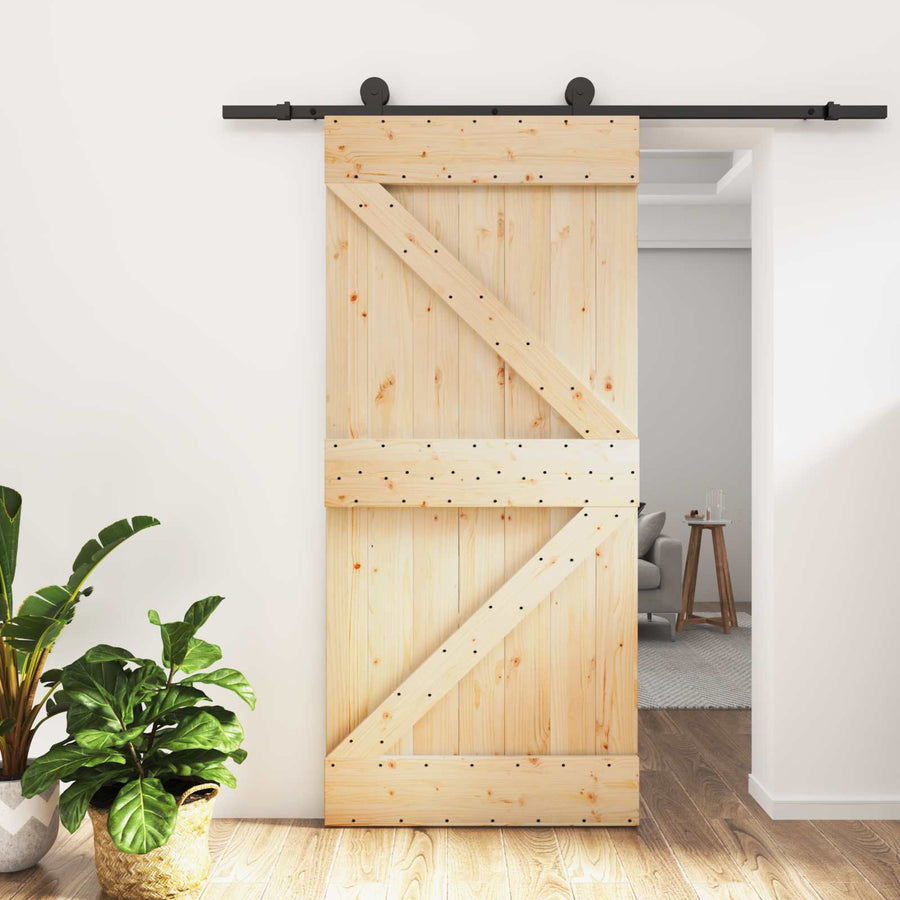 Sliding Door 95 x 210 cm Solid Pine Wood (Untreated)