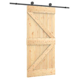 Sliding Door Natural and Black 95 x 210 cm Solid Pine Wood