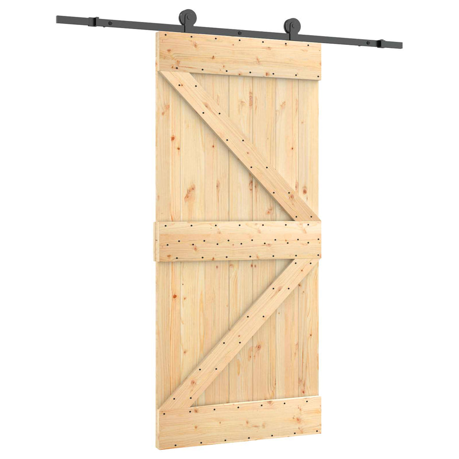Sliding Door 95 x 210 cm Solid Pine Wood (Untreated)