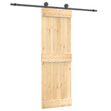 Sliding Door Natural and Black 70 x 210 cm Solid Pine Wood